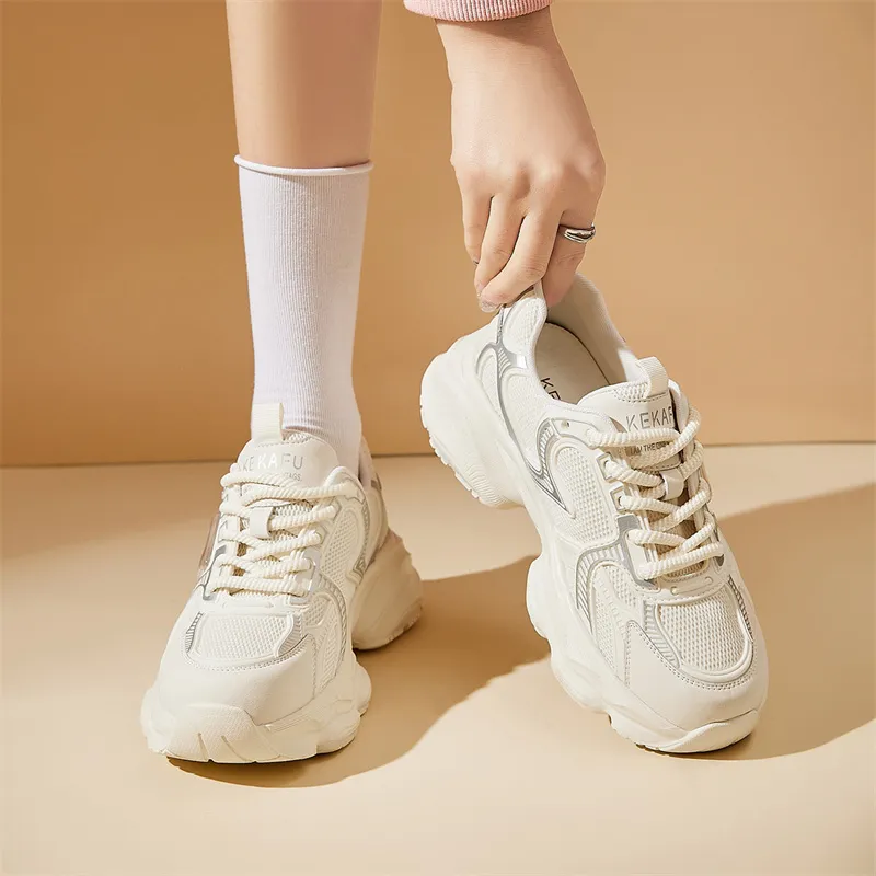 KEKAFU Cushioning, Wear Resistant Low Top Chunky Sneakers Women's-4