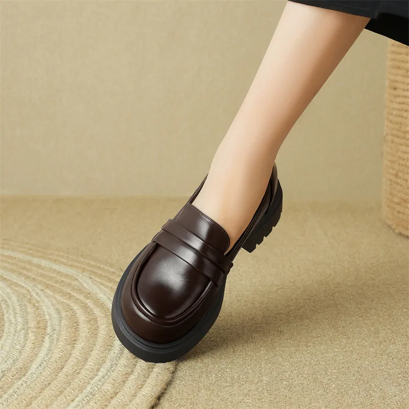 KEKAFU Loafers Women's Low Top Brown/Black-5