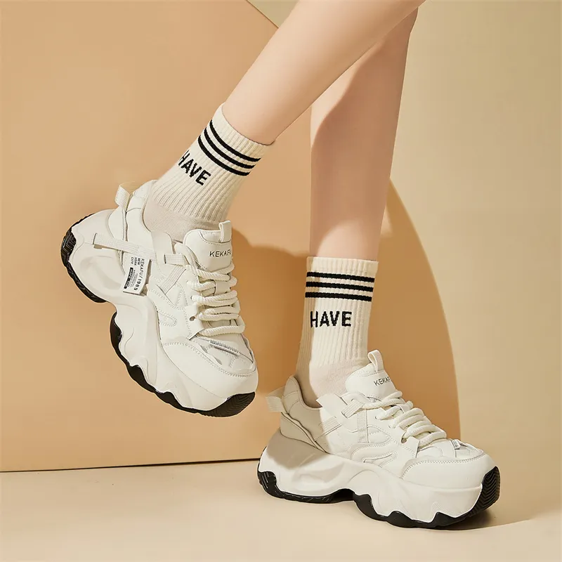 KEKAFU Height Increasing Low Top Chunky Sneakers Women's-5
