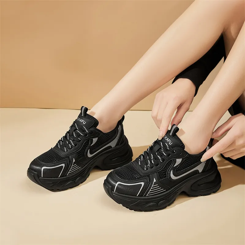 KEKAFU Height Increasing Low Top Chunky Sneakers Women's-7