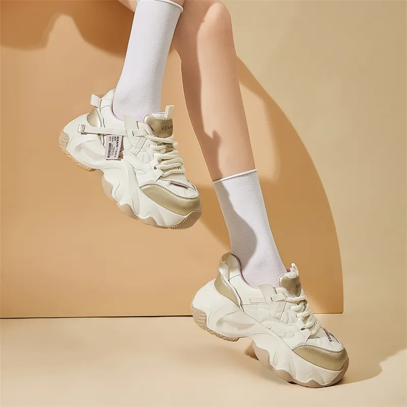 KEKAFU Height Increasing Low Top Chunky Sneakers Women's-12