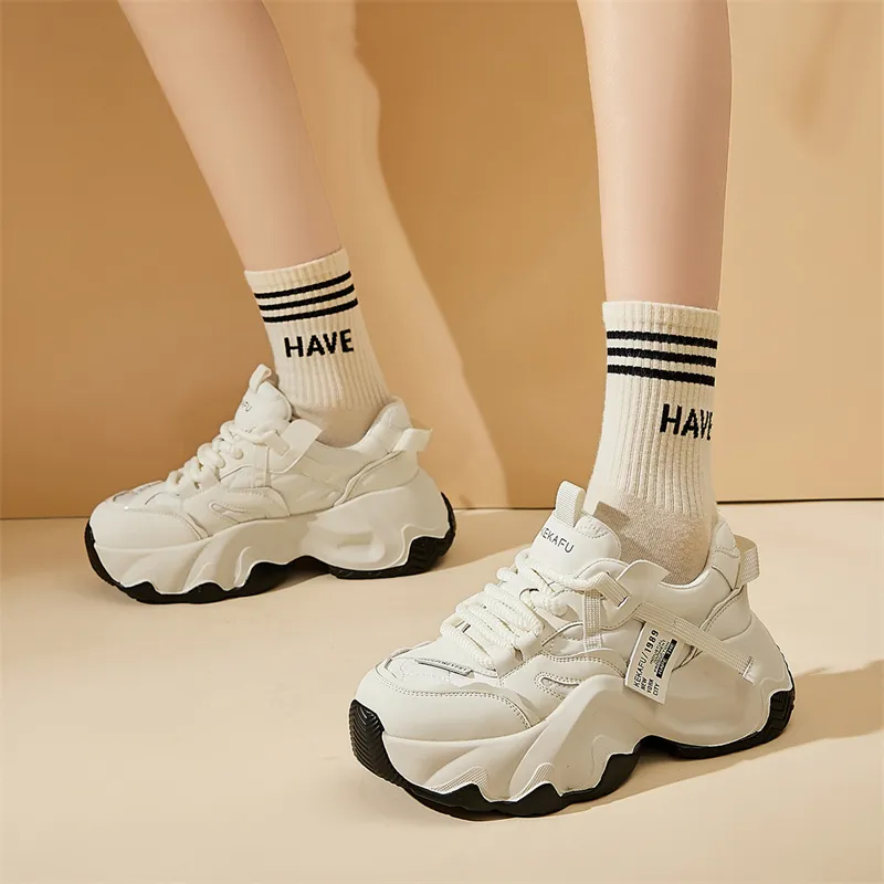 KEKAFU Height Increasing Low Top Chunky Sneakers Women's-4