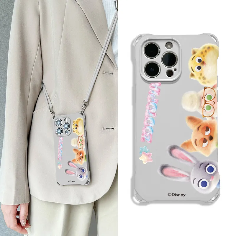 Disney Silicone Material Cute Cartoon Crossbody Backpack Phone Cases Compatible With Apple 16 Pro Max/Pro/Plus/15/14/13-5