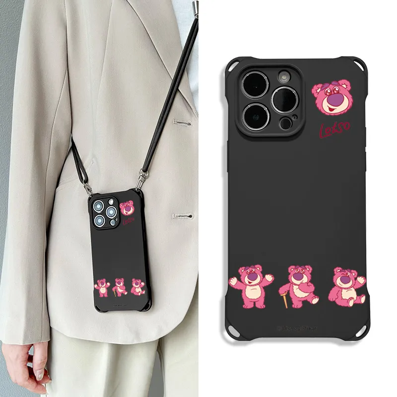 Disney Silicone Material Lotso Cute Crossbody Backpack Phone Cases Compatible With Apple 16 Pro Max/Pro/Plus/15/14/13-1
