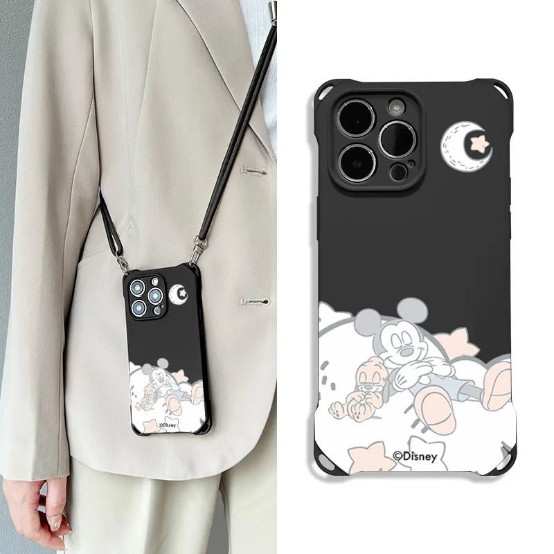 Disney Silicone Material Cute Crossbody Lanyard Mickey Phone Cases Compatible With Apple 16 Pro Max/Pro/Plus/15/14/13-9