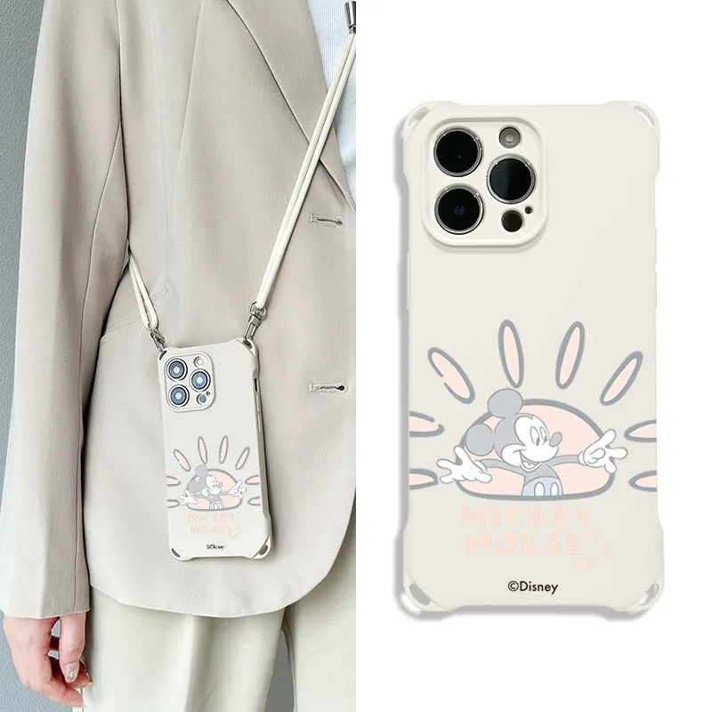 Disney Silicone Material Cute Crossbody Lanyard Mickey Phone Cases Compatible With Apple 16 Pro Max/Pro/Plus/15/14/13-7