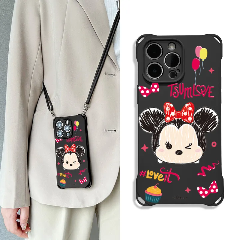 Disney Silicone Material Square Lanyard Backpack Style Phone Cases Compatible With Apple 16 Pro Max/Pro/Plus/15/14/13-11