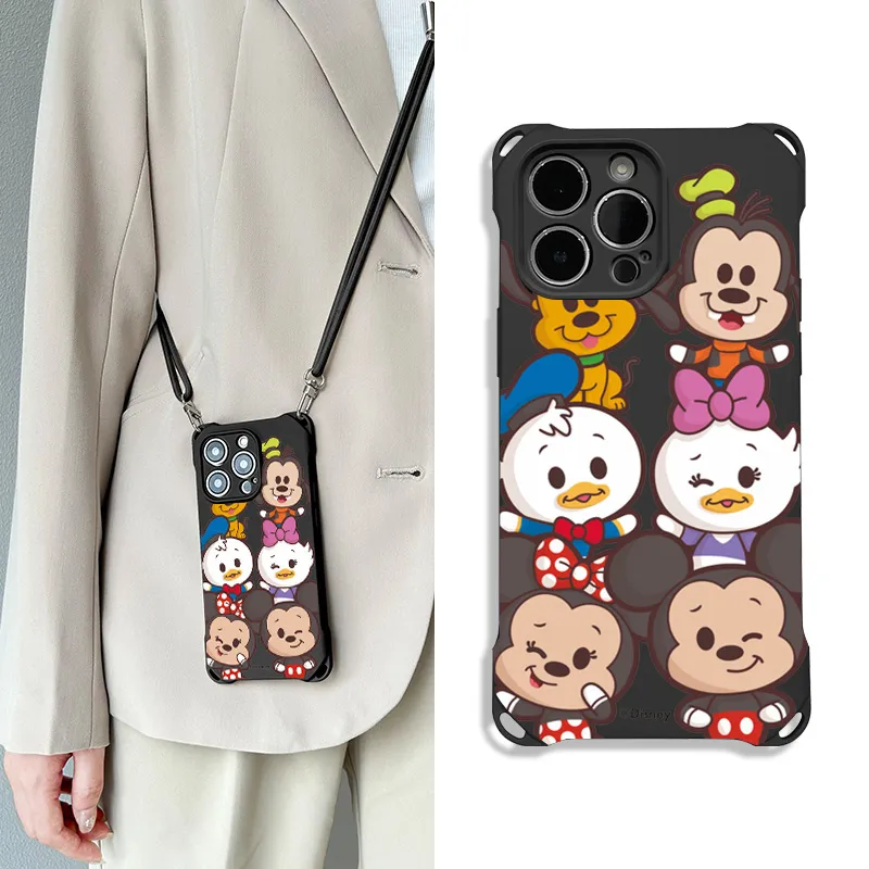 Disney Silicone Material Square Lanyard Cartoon Mickey Phone Cases Compatible With Apple 16 Pro Max/Pro/Plus/15/14/13-1