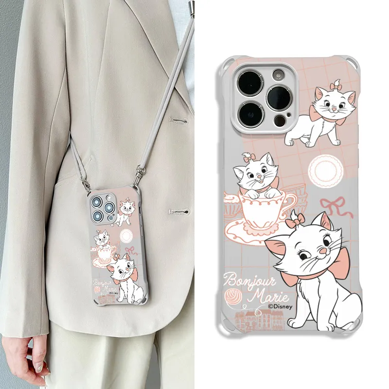 Disney Silicone Material Marie Cat, Cute, Backpack Style Phone Cases Compatibility With Apple 16/15/Plus/14/13/Pro/Max-13