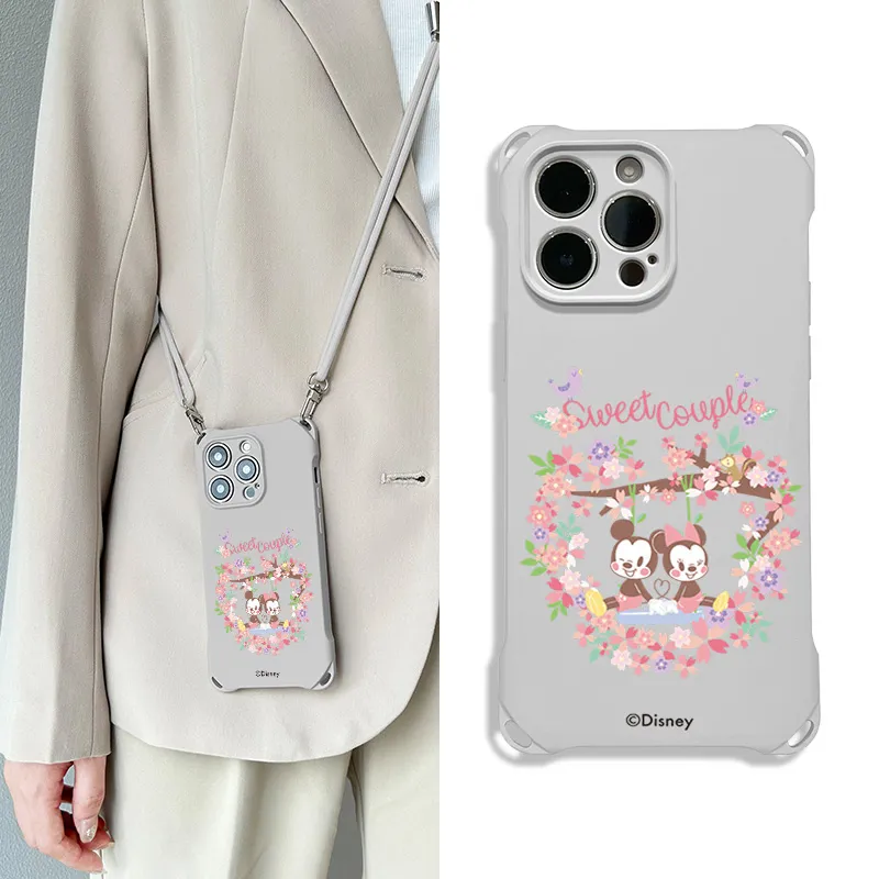 Disney Silicone Material Mickey Advanced Touch Crossbody Phone Cases Compatible With Apple 16 Pro Max/Pro/Plus/15/14/13-5