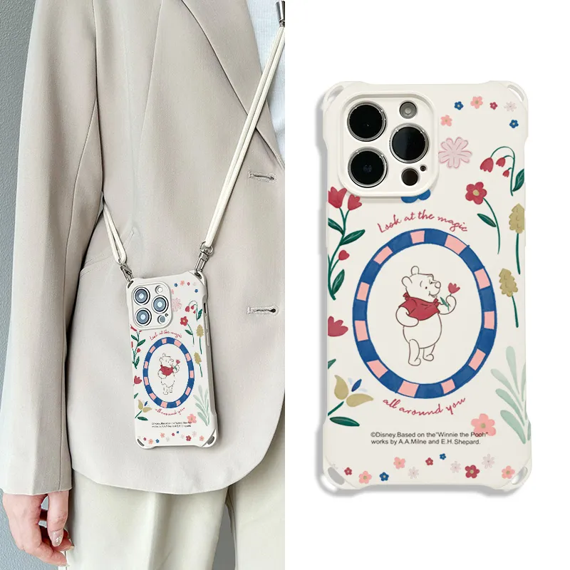 Disney Silicone Material Lanyard Crossbody Cute Phone Cases Compatible With Apple 16 Pro Max/Pro/Plus/15/14/13-1