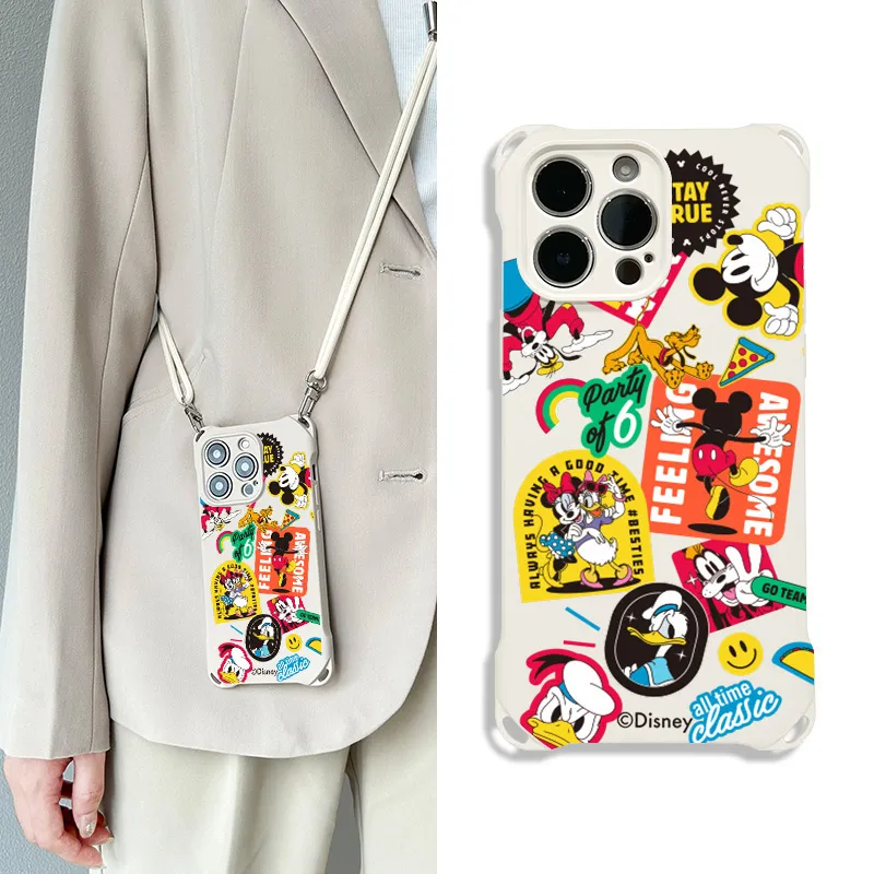 Disney Silicone Material Cute Mickey Crossbody Phone Cases Compatible With Apple 16 Pro Max/Pro/Plus/15/14/13-1