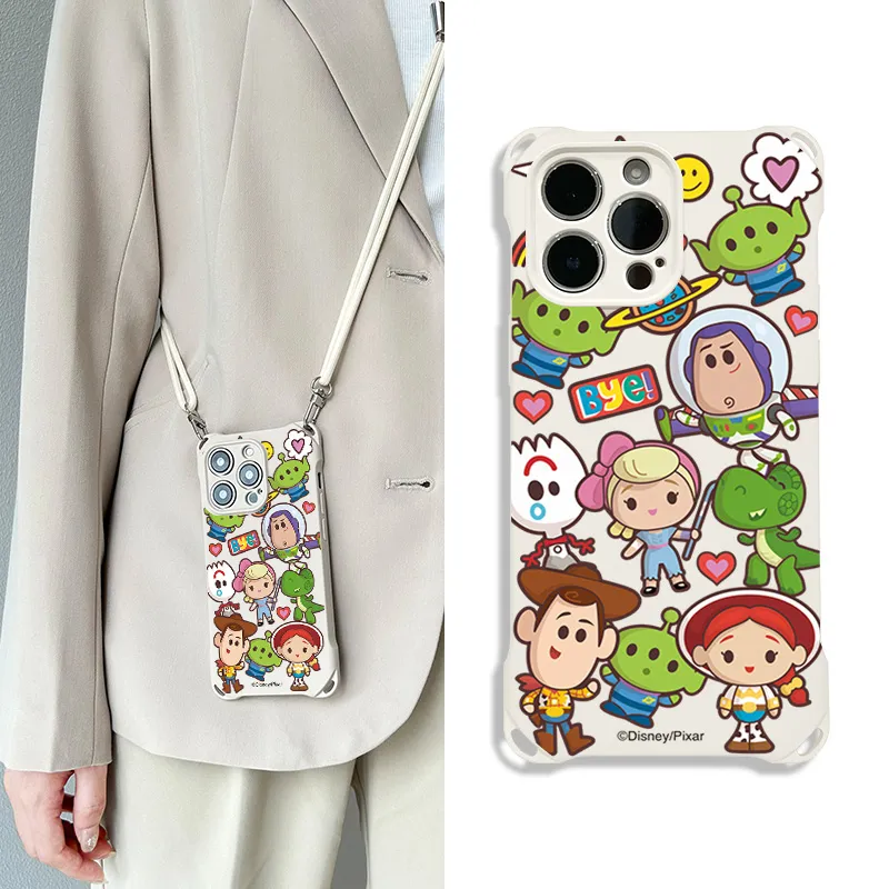 Disney Silicone Material Square Lanyard Cute Ins Style Phone Cases Compatible With Apple 16 Pro Max/Pro/Plus/15/14/13-1