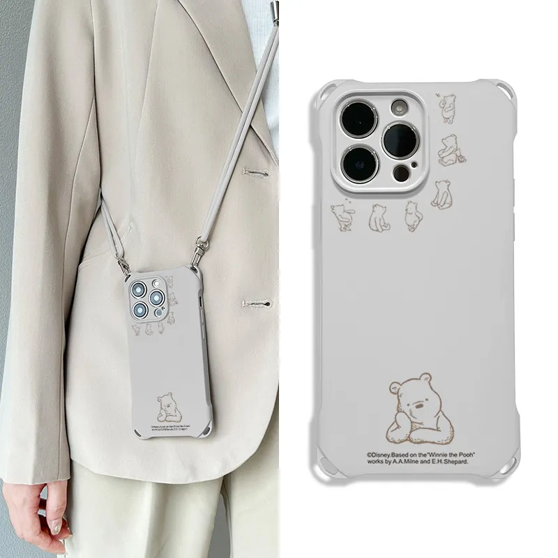 Disney Silicone Material Cartoon Winnie Crossbody Phone Cases Compatible With Apple 16 Pro Max/Pro/Plus/15/14/13-7