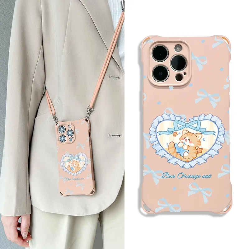 Sen Dog Silicone Material Square Lanyard Cute Creative Phone Cases Compatible With IPhone 16 Pro Max/Pro/Plus/15/14/13-13