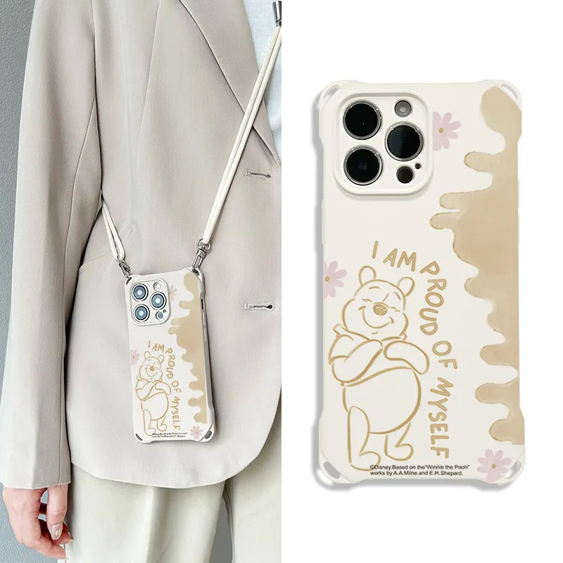Disney Silicone Material Cartoon Winnie Crossbody Phone Cases Compatible With Apple 16 Pro Max/Pro/Plus/15/14/13-1