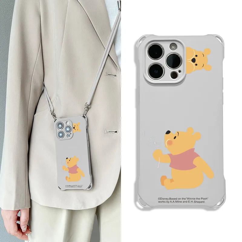 Disney Silicone Material Lanyard Crossbody Cute Phone Cases Compatible With Apple 16 Pro Max/Pro/Plus/15/14/13-7