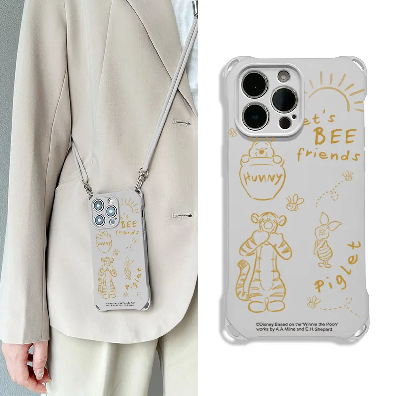 Disney Silicone Material Cartoon Cute Square Lanyard Phone Cases Compatible With Apple 16 Pro Max/Pro/Plus/15/14/13-7