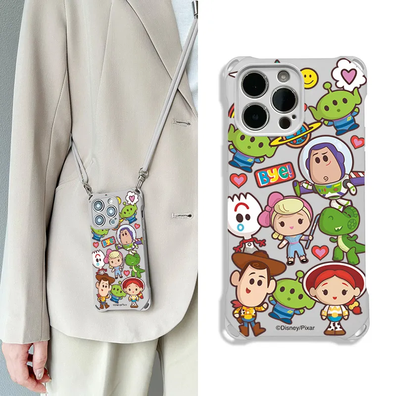 Disney Silicone Material Square Lanyard Cute Ins Style Phone Cases Compatible With Apple 16 Pro Max/Pro/Plus/15/14/13-3