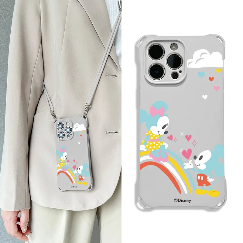 Disney Silicone Material Mickey Advanced Touch Crossbody Phone Cases Compatible With Apple 16 Pro Max/Pro/Plus/15/14/13-7