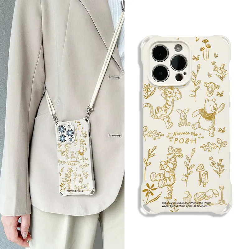 Disney Silicone Material Cartoon Cute Square Lanyard Phone Cases Compatible With Apple 16 Pro Max/Pro/Plus/15/14/13-1