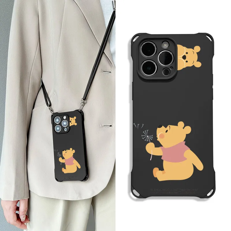 Disney Silicone Material Lanyard Crossbody Cute Phone Cases Compatible With Apple 16 Pro Max/Pro/Plus/15/14/13-11