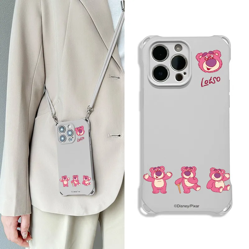 Disney Silicone Material Lotso Cute Crossbody Backpack Phone Cases Compatible With Apple 16 Pro Max/Pro/Plus/15/14/13-9