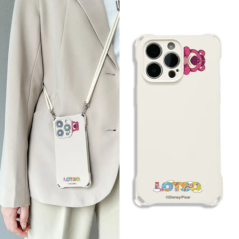 Disney Silicone Material Lotso Cute Crossbody Backpack Phone Cases Compatible With Apple 16 Pro Max/Pro/Plus/15/14/13-7