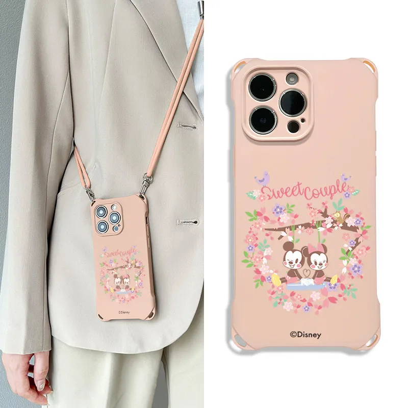 Disney Silicone Material Mickey Advanced Touch Crossbody Phone Cases Compatible With Apple 16 Pro Max/Pro/Plus/15/14/13-13