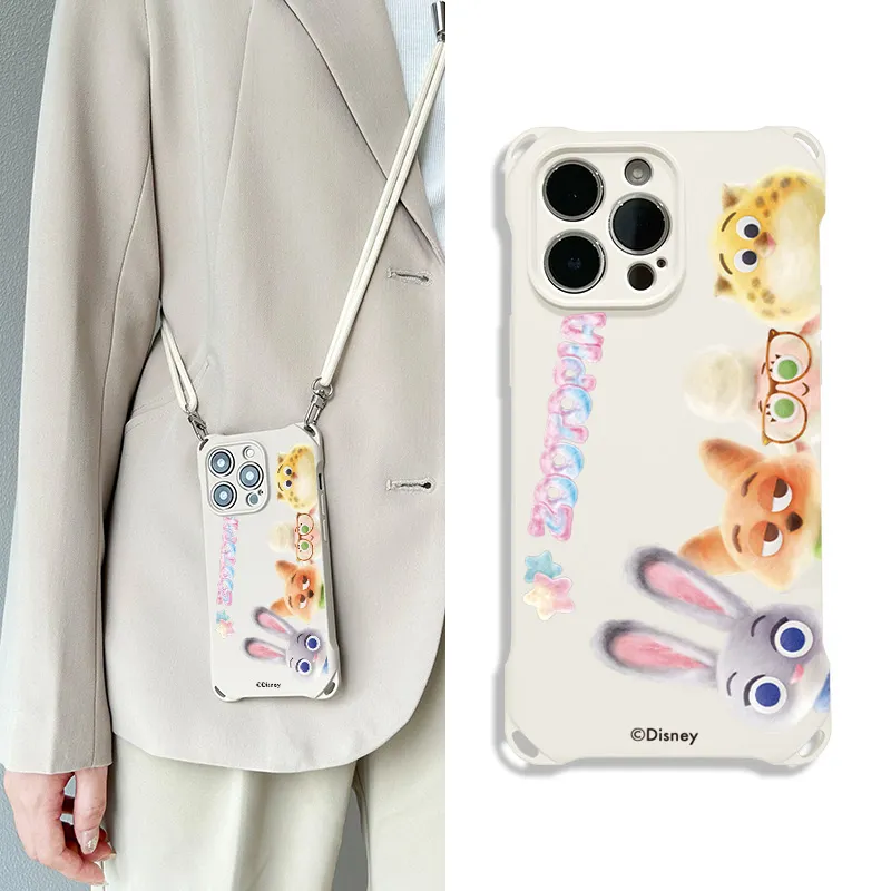Disney Silicone Material Cute Cartoon Crossbody Backpack Phone Cases Compatible With Apple 16 Pro Max/Pro/Plus/15/14/13-3