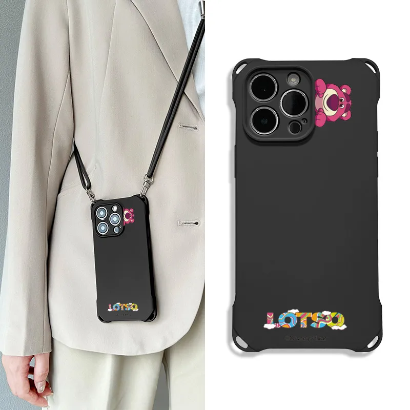 Disney Silicone Material Lotso Cute Crossbody Backpack Phone Cases Compatible With Apple 16 Pro Max/Pro/Plus/15/14/13-3