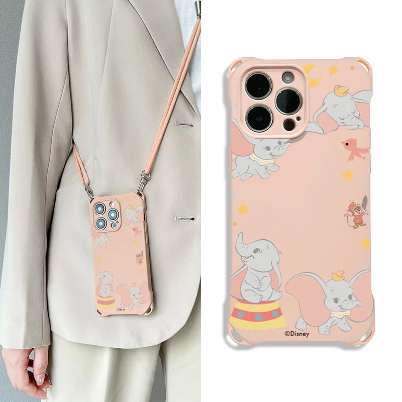 Disney Silicone Material Cute Square Lanyard High-End Phone Cases Compatible With Apple 16 Pro Max/Pro/Plus/15/14/13-5