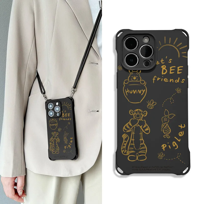 Disney Silicone Material Cartoon Cute Square Lanyard Phone Cases Compatible With Apple 16 Pro Max/Pro/Plus/15/14/13-11