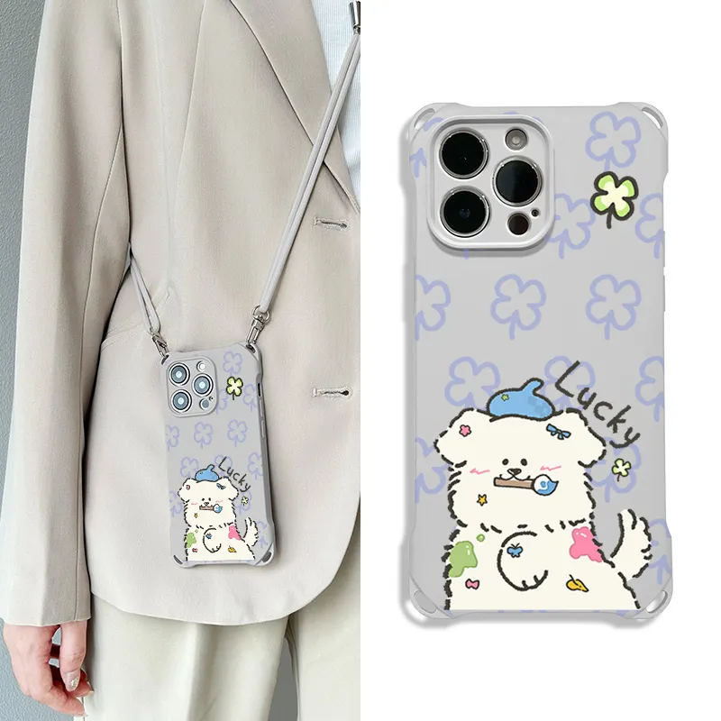 Sen Dog Silicone Material Lanyard Crossbody Niche Phone Cases Compatible With IPhone 16 Pro Max/Pro/Plus/15/14/13-5