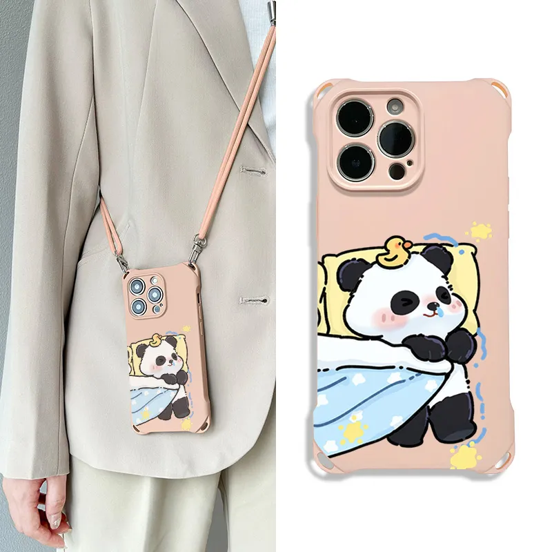 Sen Dog Silicone Material Square Lanyard Niche Cute Phone Cases Compatible With Apple 16 Pro Max/Pro/Plus/15/14/13-13