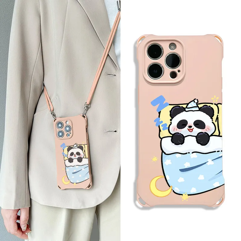 Sen Dog Silicone Material Square Lanyard Niche Cute Phone Cases Compatible With Apple 16 Pro Max/Pro/Plus/15/14/13-15