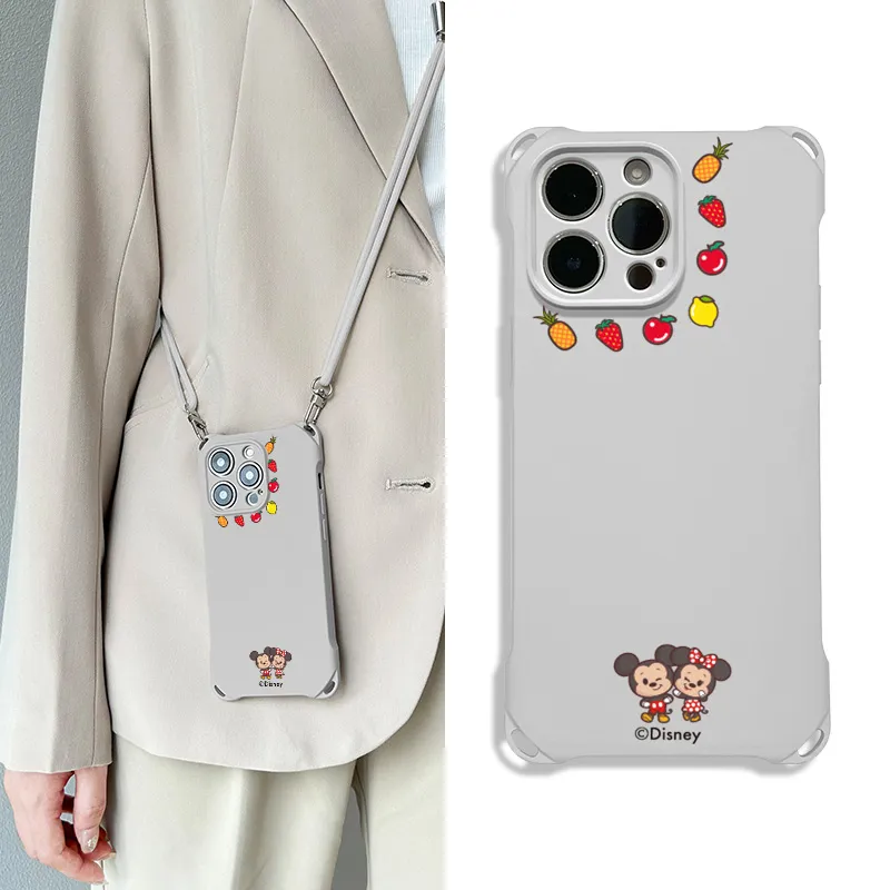 Disney Silicone Material Square Lanyard High-End Cute Phone Cases Compatible With Apple 16 Pro Max/Pro/Plus/15/14/13-3