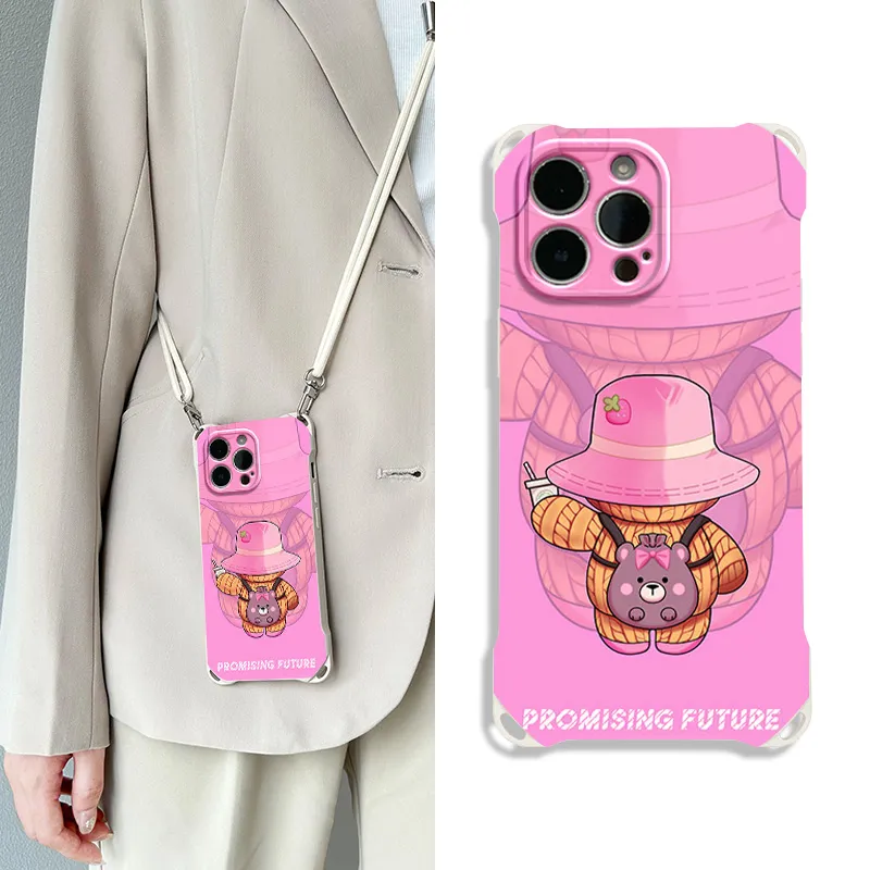 Sen Dog Silicone Material Square Lanyard Crossbody Cute Phone Cases Compatible With IPhone 16 Pro Max/Pro/Plus/15/14/13-1