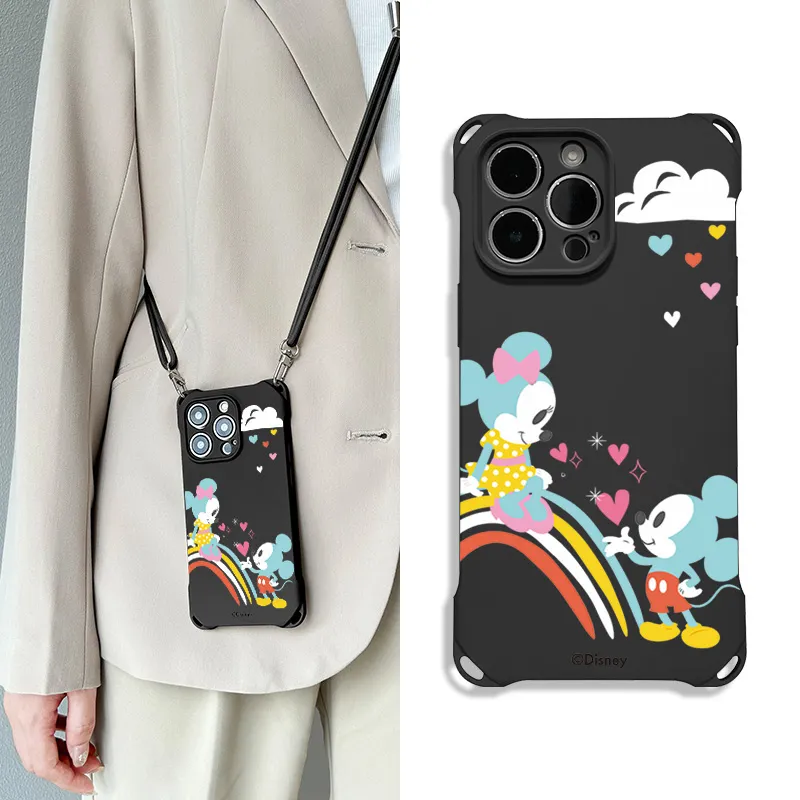 Disney Silicone Material Mickey Advanced Touch Crossbody Phone Cases Compatible With Apple 16 Pro Max/Pro/Plus/15/14/13-11