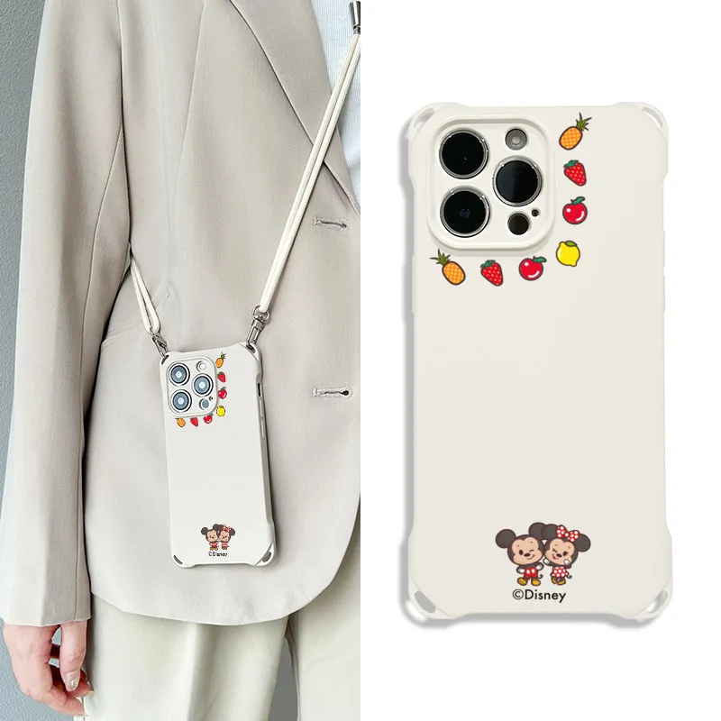 Disney Silicone Material Square Lanyard High-End Cute Phone Cases Compatible With Apple 16 Pro Max/Pro/Plus/15/14/13-7