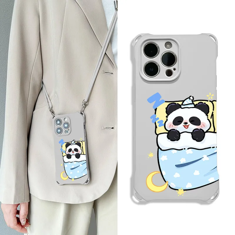 Sen Dog Silicone Material Square Lanyard Niche Cute Phone Cases Compatible With Apple 16 Pro Max/Pro/Plus/15/14/13-7