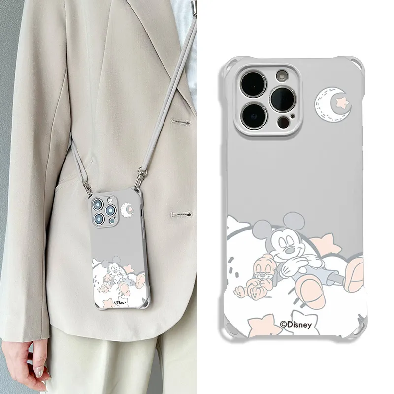 Disney Silicone Material Cute Crossbody Lanyard Mickey Phone Cases Compatible With Apple 16 Pro Max/Pro/Plus/15/14/13-1