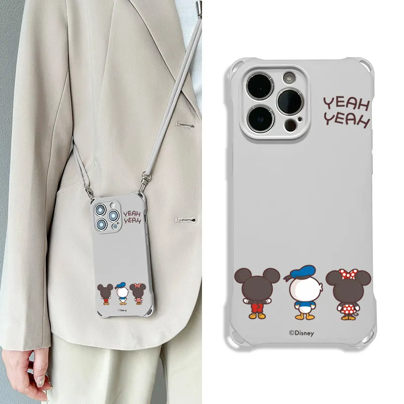 Disney Silicone Material Square Lanyard Backpack Style Phone Cases Compatible With Apple 16 Pro Max/Pro/Plus/15/14/13-5