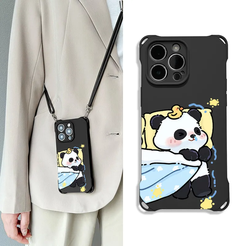 Sen Dog Silicone Material Square Lanyard Niche Cute Phone Cases Compatible With Apple 16 Pro Max/Pro/Plus/15/14/13-9