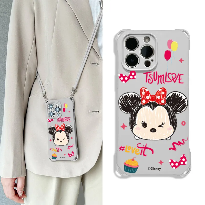Disney Silicone Material Square Lanyard Backpack Style Phone Cases Compatible With Apple 16 Pro Max/Pro/Plus/15/14/13-7