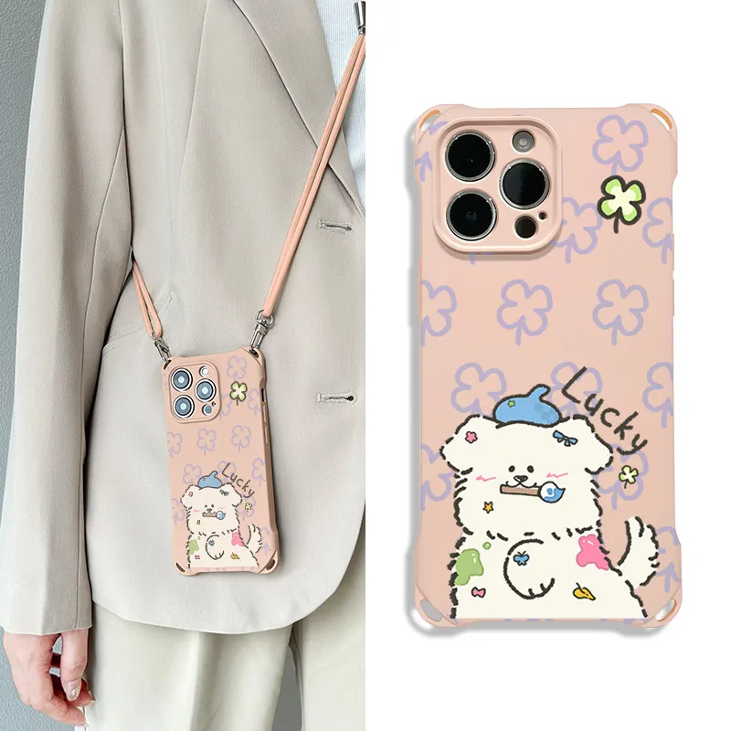 Sen Dog Silicone Material Lanyard Crossbody Niche Phone Cases Compatible With IPhone 16 Pro Max/Pro/Plus/15/14/13-13