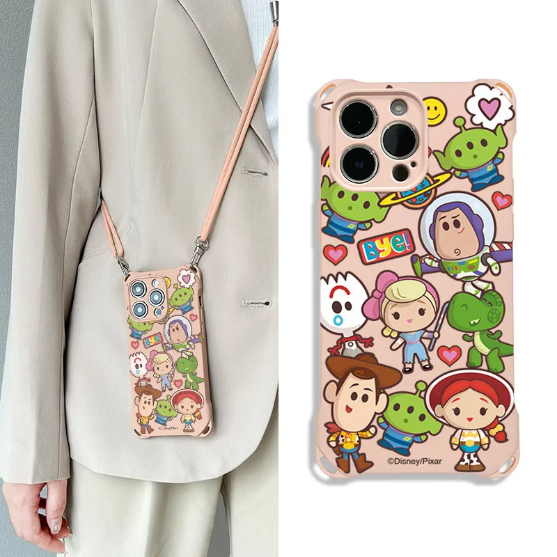 Disney Silicone Material Square Lanyard Cute Ins Style Phone Cases Compatible With Apple 16 Pro Max/Pro/Plus/15/14/13-7