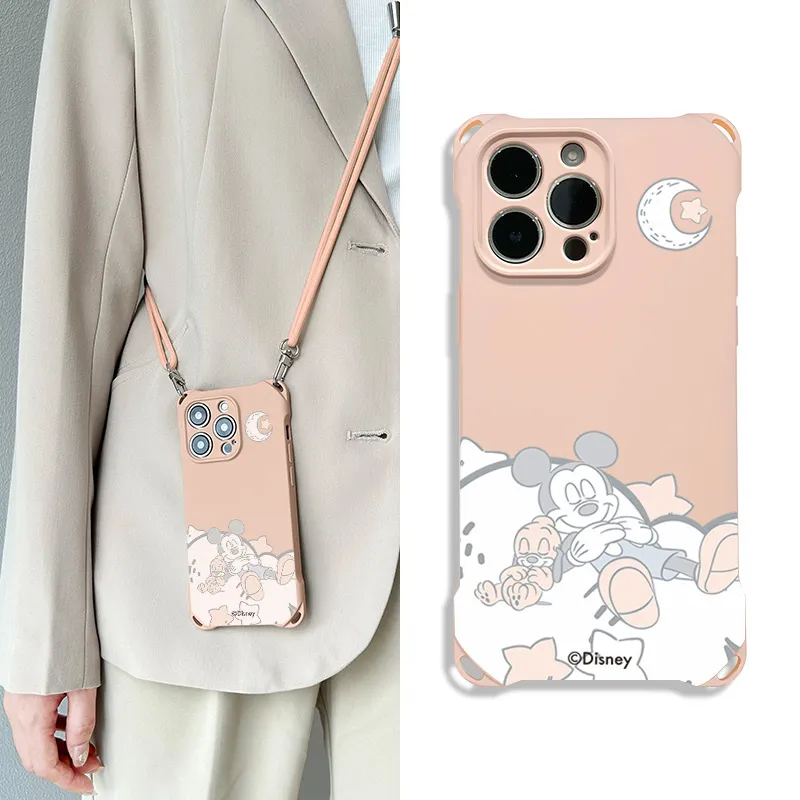 Disney Silicone Material Cute Crossbody Lanyard Mickey Phone Cases Compatible With Apple 16 Pro Max/Pro/Plus/15/14/13-13