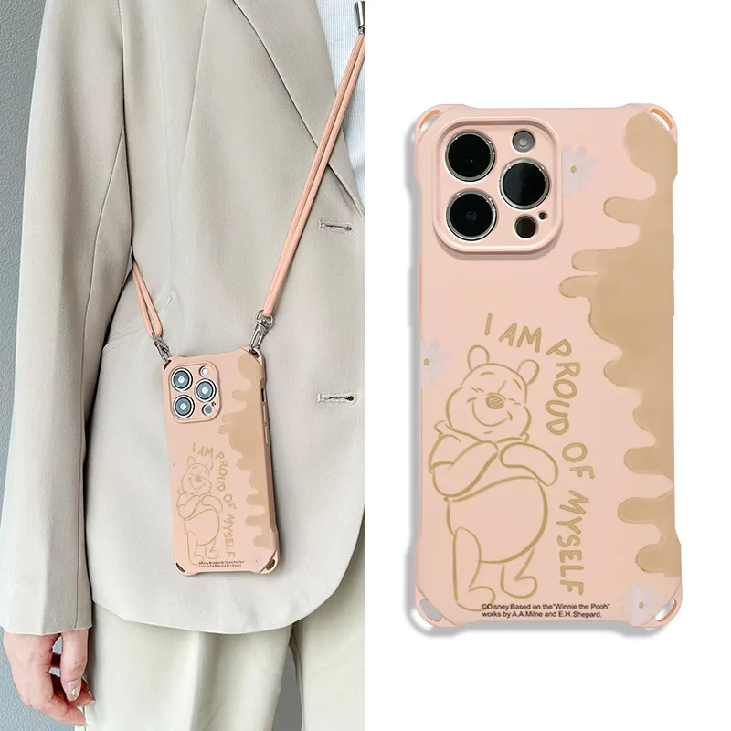 Disney Silicone Material Cartoon Winnie Crossbody Phone Cases Compatible With Apple 16 Pro Max/Pro/Plus/15/14/13-9