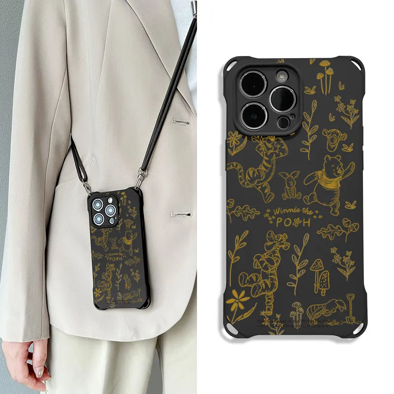 Disney Silicone Material Cartoon Cute Square Lanyard Phone Cases Compatible With Apple 16 Pro Max/Pro/Plus/15/14/13-9